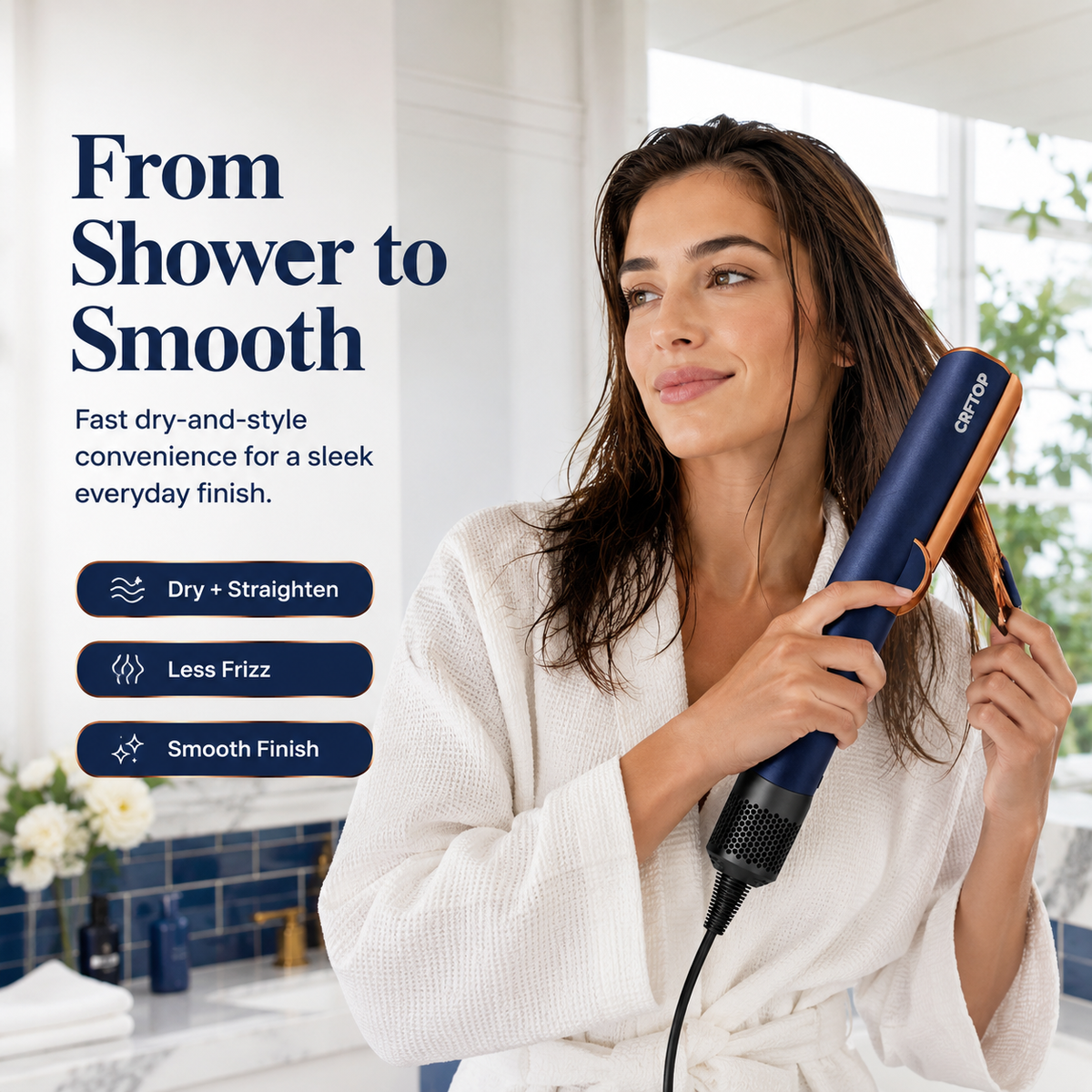 CRFTOP Airflow Hair Straightener – No Hot Plates Hair Dryer Straightener for Smooth Styling